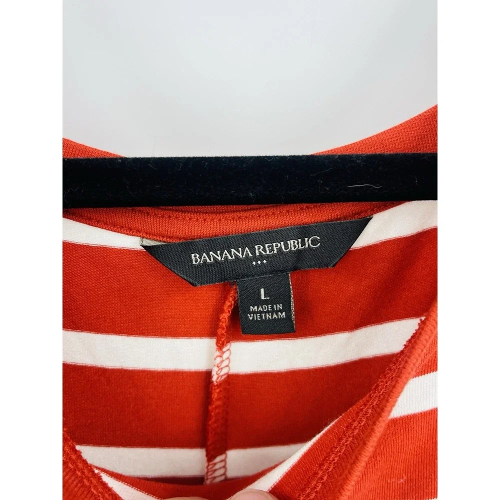 Banana Republic Striped Midi Dress Size Large Stretch Knit Pockets